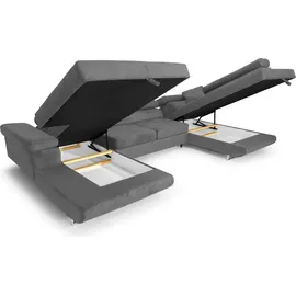sofiland Ecksofa U-Form Grau 2-Sitzer