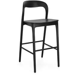 Barhocker Miley aus Teakholz, Schwarz