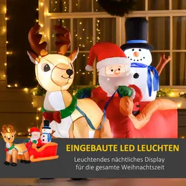 Homcom Aufblasbarer Weihnachtsmann auf Schlitten mit Schneemann