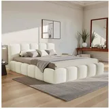 Juskys Polsterbett Catania - Bubble Design & gepolstert - 180 x 200 cm - Creme