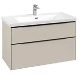 Villeroy & Boch Subway 3.0 Waschtischunterschrank 973 cm, 2 Auszüge, ohne LED/Griff Volcano black, Cashmere grey