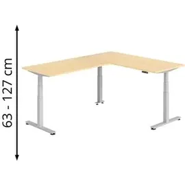 Hammerbacher Winkelschreibtisch XDSMW Ahorn / Silber