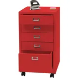 Mendler Rollcontainer HWC-L49, Schubladenschrank Stahlschrank Aktenschrank, Metall 75x40x41cm 5 Schubladen ~ rot