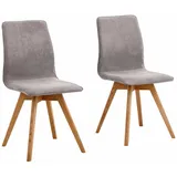 Esszimmerstuhl ANDAS "Rania", grau (grau, eichefarben), B:45cm H:91cm T:55cm, Luxus-Microfaser in Lederoptik (100% Polyester);Echtleder, Stühle, Esszimmerstuhl, Eiche, 2er/4er/6er-Set, Küchenstuhl
