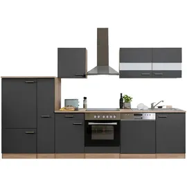 Respekta Küchenzeile ohne E-Geräte 310 cm Grau-Eiche Sägerau