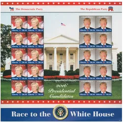 20er-Briefmarkenblock Hillary Clinton und Donald Trump