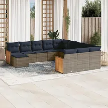vidaXL Gartensofa-Set 12-tlg. grau Polyrattan