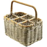 Kobolo Flaschenkorb Flaschenträger für 6 Flaschen aus Rattan Kubu beige|grau