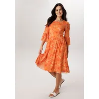 Aniston SELECTED Meshkleid Midi Geblümt Beige/Braun 48