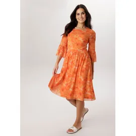 Aniston SELECTED Meshkleid Midi Geblümt Beige/Braun 48