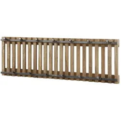 Garderobe Tamil Mangoholz massiv, modernes Latten-Design, braun, 13 Haken, Wandmontage