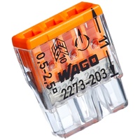 Kopp Wago COMPACT-Verbindungsdosenklemme 3-Leiter-Klemme 0,5-2,5 mm2 Inhalt 100 Stück, Transparent/orange