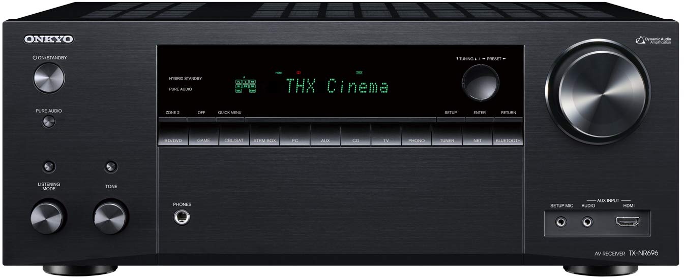 Onkyo TX-NR696(B) 7.2 Kanal AV Receiver (THX Kinoklang, Dolby/DTS:X, WLAN, Bluetooth, Streaming, Musik Apps, Spotify, Deezer, Radio, Multiroom, 175W/kanal) schwarz