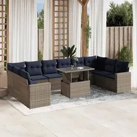 vidaXL Gartensofa-Set 11-tlg. grau Polyrattan