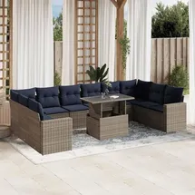 vidaXL Gartensofa-Set 11-tlg. grau Polyrattan