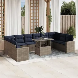 vidaXL Gartensofa-Set 11-tlg. grau Polyrattan