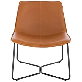 Svita Loungesessel Cocktailsessel Clubsessel ohne Armlehnen Metall-Gestell Leder-Optik Cognac