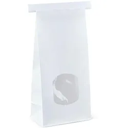 emissimo PP-beschichtete Beutel weiß mit Fenster verschließbar mit Metallstreifen 246x115x72mm  400 Stück