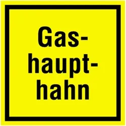 Schild Gashaupthahn, Alu, 200x200 mm