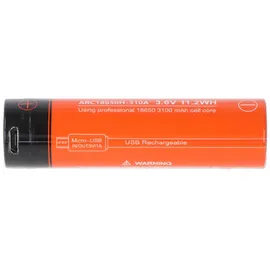 AceBeam 18650 Li-Ion Akku, ARC18650H-310A, 3,7V, 3100mAh, mit Micro-USB-Ladeanschluss