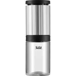 Silit Salzmühle Pfeffermühle 13,5cm Keramikmahlwerk Piccante Glasbehälter, Pfeffermühle + Salzmühle, Schwarz, Silber