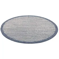 Teppich CARPET CITY "Art 2231", blau, H:7mm Ø:120cm, Polypropylen, Teppiche, Kurzflor, Streifen-Muster, ideal für Flur & Diele