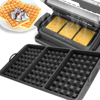 Waffeleinsatz kompatibel mit Tefal OptiGrill XL, 4in1, 2in1, Elite, Plus + XL, Elite Plus, Backschaleneinsatz aus Silikon, Belgische Waffeln, Waffel, Zubehör