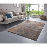 Taracarpet Moderner Luxus Kurzflor Teppich Designerteppich in Retro Vintage Design mit 3D Effekt fürs Wohnzimmer, Schlafzimmer und Esszimmer anthrazit orange grau 1 Größe 160x230 cm