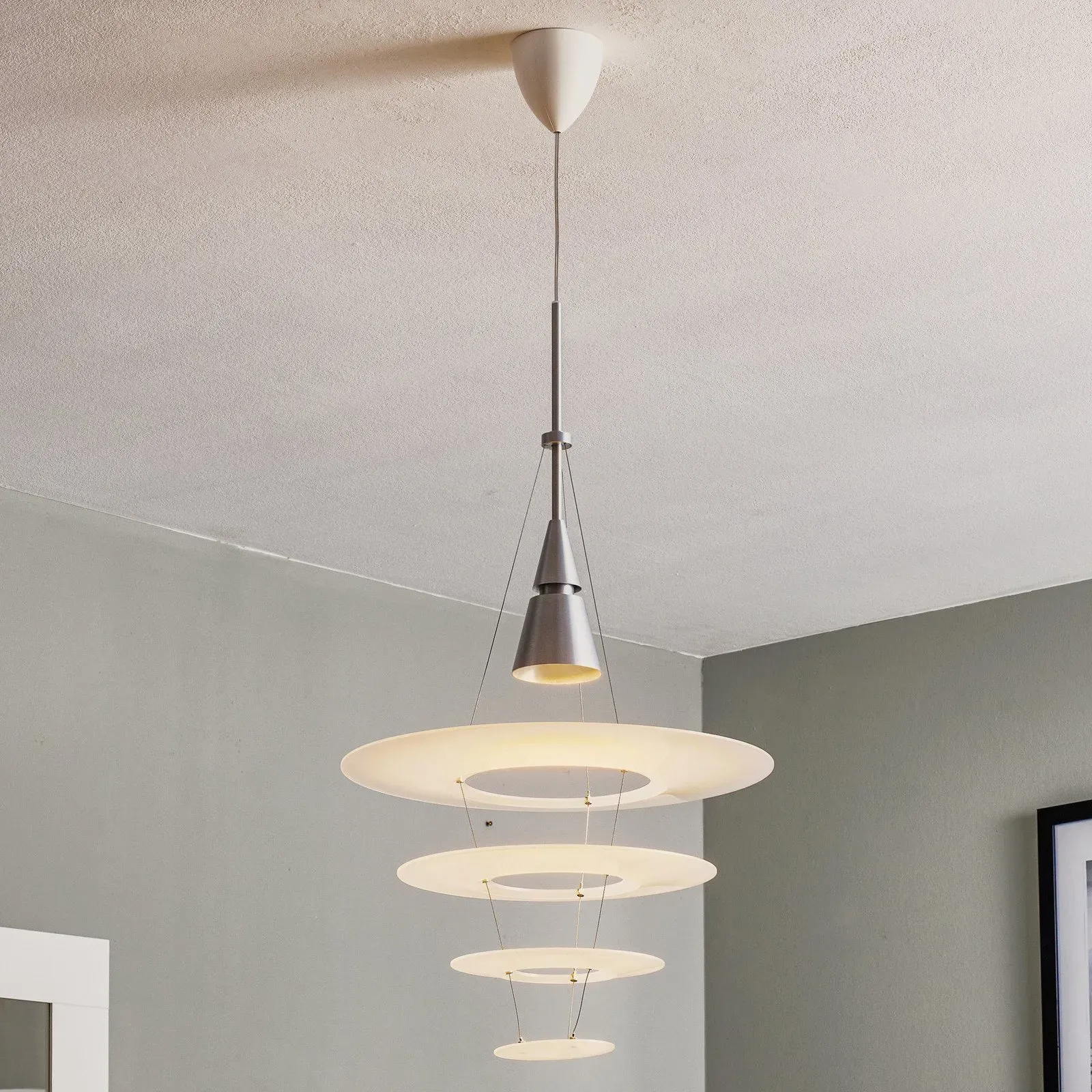 Pendelleuchte Louis Poulsen, Enigma, dimmbar, Weiß, für Wohnzimmer, Metall, Design - 74