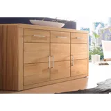 OTTO home Sideboard OTTO HOME "Logo,130cm breit,42 cm tief, Fronten Massivholz,2 breite Fächer", beige (kernbuche teilmassiv), B:130cm H:80cm T:42cm, Holz teilmassiv, Sideboards, Sideboard, Holz massiv, Holzwerkstoff, Metall Griffe,3Türen,3Schubladen