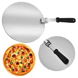 SUNOYA Pizzaschaufel Aus Rostfreiem Edelstahl, Pizza Schaufel, Runder Pizzaschieber, 12 Zoll für Hausgemachte Pizzen, Gebäck, Teig, Brot