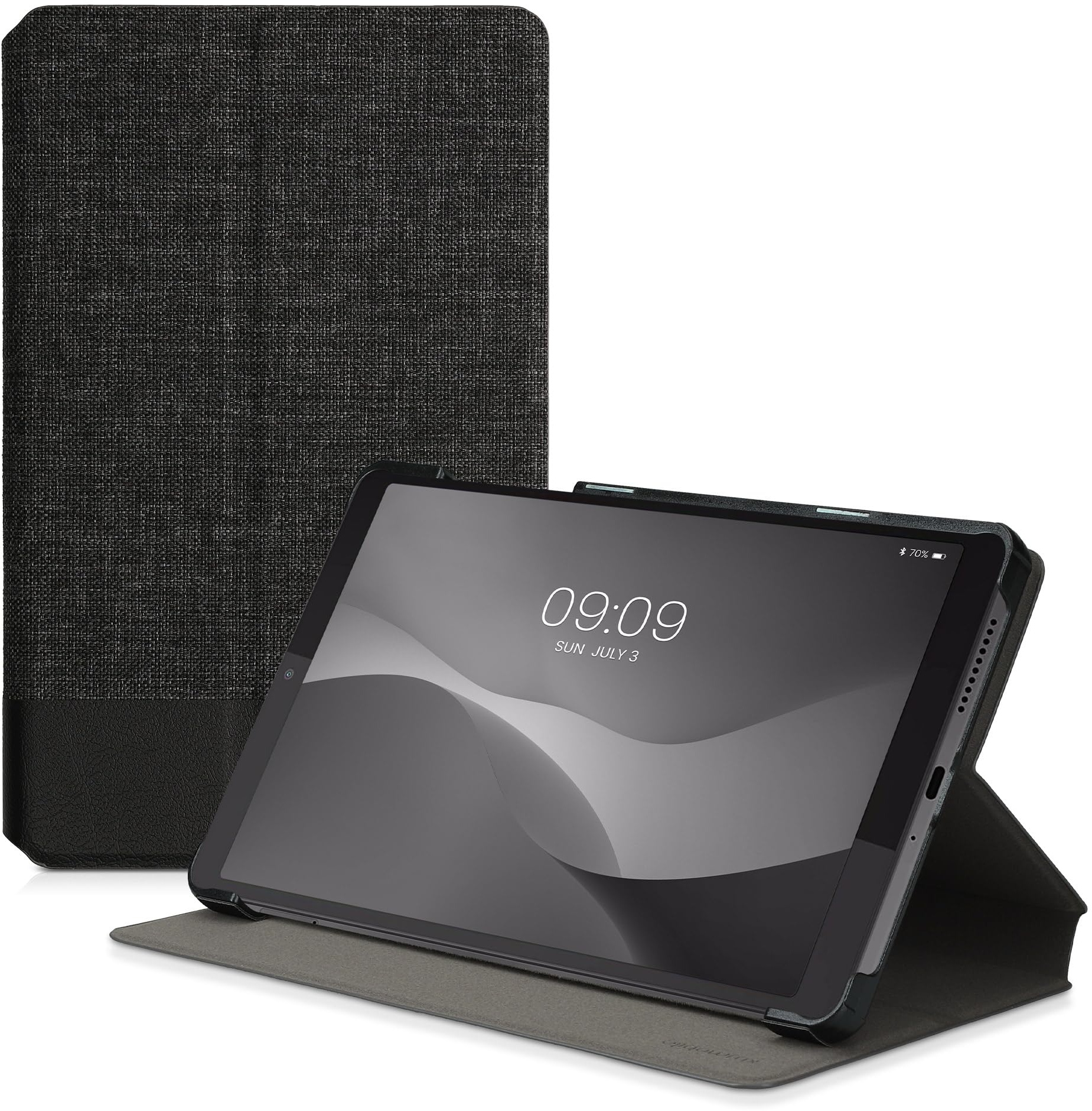 kwmobile Schutzhülle kompatibel mit Lenovo Tab M8 (Gen 4) - Hülle Slim - Tablet Cover Case mit Ständer Anthrazit Schwarz