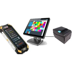 GASTRO Kassensystem mit IP68 5" Bestellterminal (Stoß- und Wasserschutz), Bondrucker, 15" Hauptkasse