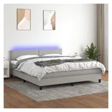 vidaXL Boxspringbett mit Matratze & LED Hellgrau 180x200 cm Stoff