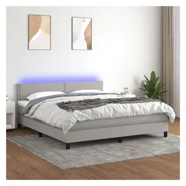vidaXL Boxspringbett mit Matratze & LED Hellgrau 180x200 cm Stoff