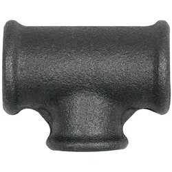 T-Stück 130, reduzierend, Rp 1", Rp 3/4", Rp 1", Temperguss schwarz - rot