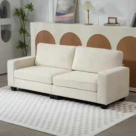 Homcom Couch Polyester 3-Sitzer Cremeweiß
