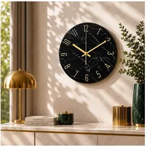 wall-art K&L Wall Art 30,0cm Quarz Wanduhr schwarz/weiß