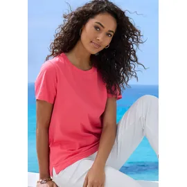 Beachtime T-Shirt mit modischem Schlitz am Saum aus hochwertiger Baumwoll-Qualität rot 40/42