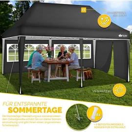 tillvex Faltpavillon 3 x 6 m inkl. 3 Seitenteile Anthrazit