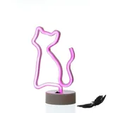 satisfire LED Neonlicht KATZE Neonschild Leuchtfigur USB Batterie 25cm pink