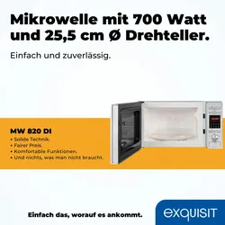 Exquisit Mikrowelle MW 820 DI | max. 700 W | Garraum 20 l | Inox Glas Front