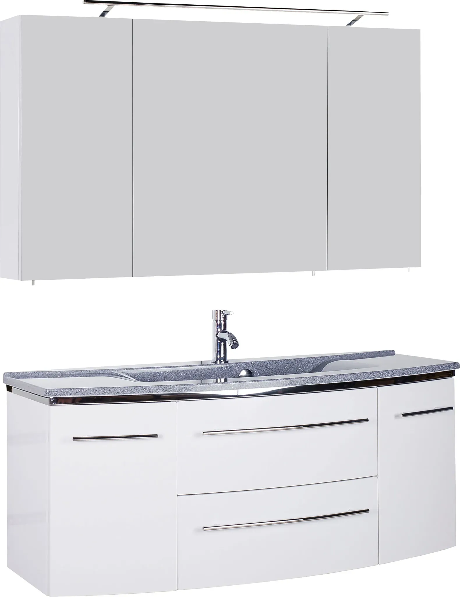 Badmöbel-Set MARLIN "3040", weiß (weiß glanz, weiß glanz), B:120cm, Kastenmöbel-Sets, Breite 120 cm