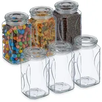 Relaxdays Vorratsgläser mit Deckel, 6er Set, Glas, 1000 ml,