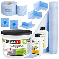 Level + Dichtset für Duschabdichtung Bad Dichtband Flüssigfolie 12 kg
