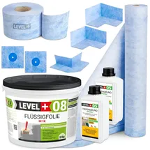 Level + Dichtset für Duschabdichtung Bad Dichtband Flüssigfolie 12 kg