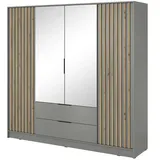 Möbel Kraft Drehtürenschrank ¦ grau ¦ Maße (cm): B: 206 H: 200