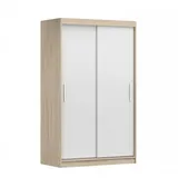 fabryka mebli idźczak Schwebetürenschrank, Sonoma Eiche, Weiß, Holz, 120x200x61 cm Schlafzimmer, Kleiderschränke, Schwebetürenschränke