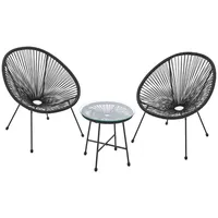 Juskys Ostana Balkomöbel Set 3-tlg. schwarz