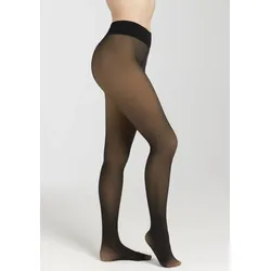 Strumpfhose CAMANO "comfort", Damen, Gr. 44, schwarz (schwarz, transparent), Obermaterial: 50% Polyester, 40% Polyamid, 10% Elasthan, unifarben, Strumpfhosen, Thermo Warm & Transparent Tights, 120DEN, Komfort-Baumwollzwickel